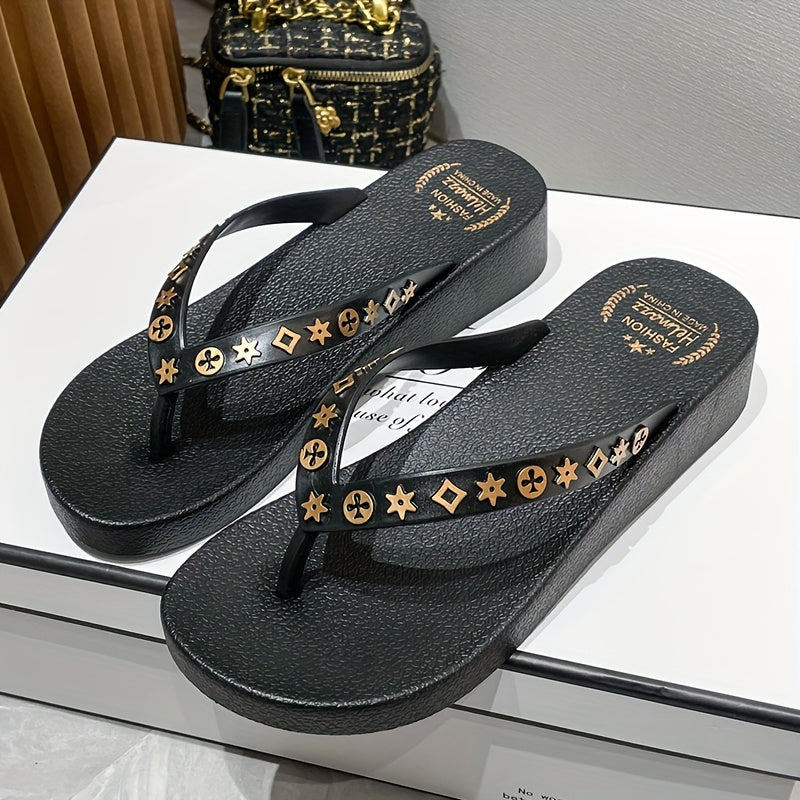 Beige Star Flip Flops - Isla