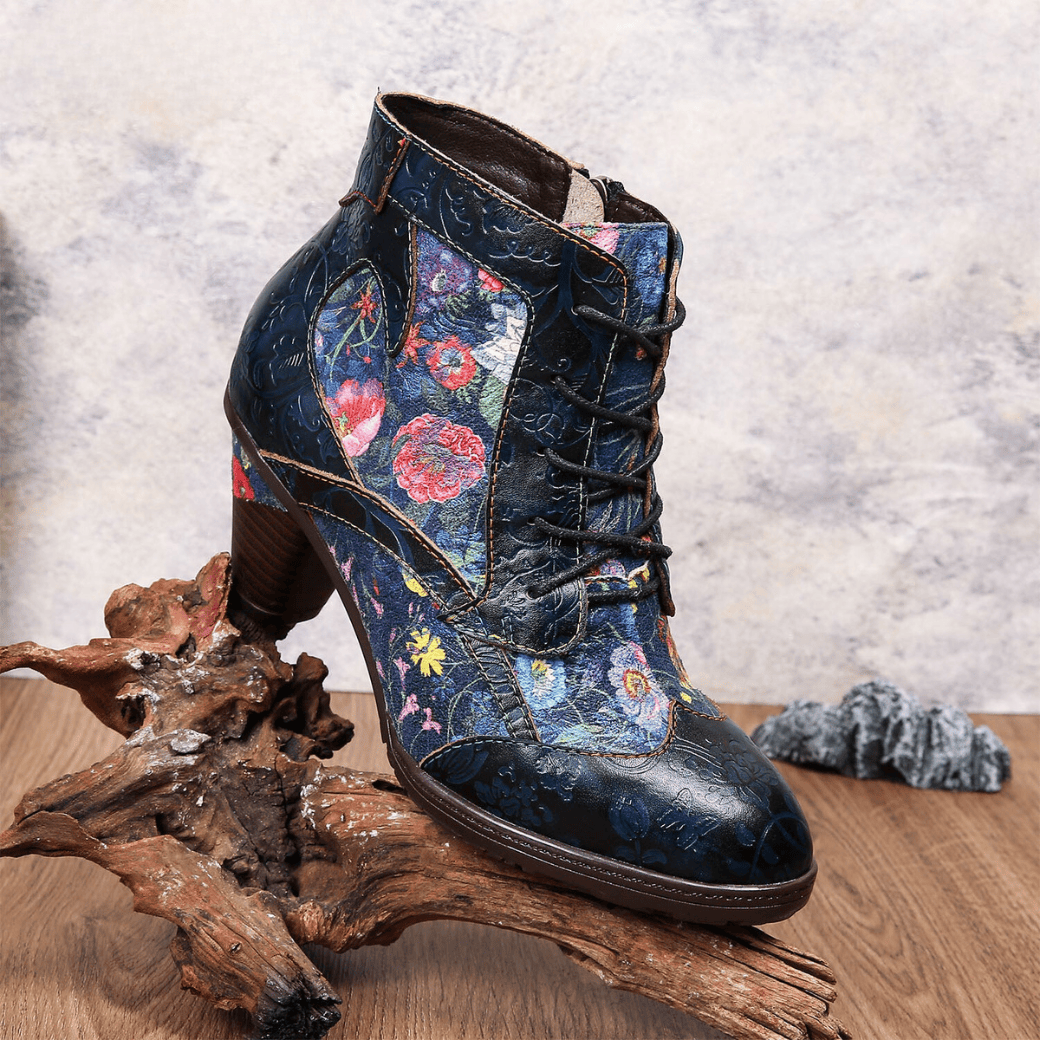 Retro handgemachte Leder Patchwork Stiefeletten