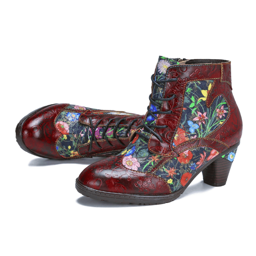 Retro handgemachte Leder Patchwork Stiefeletten