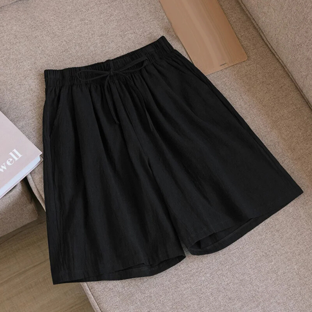 Lily | Lässige Baumwoll-Leinen-Shorts mit elastischem Bund und weitem Bein