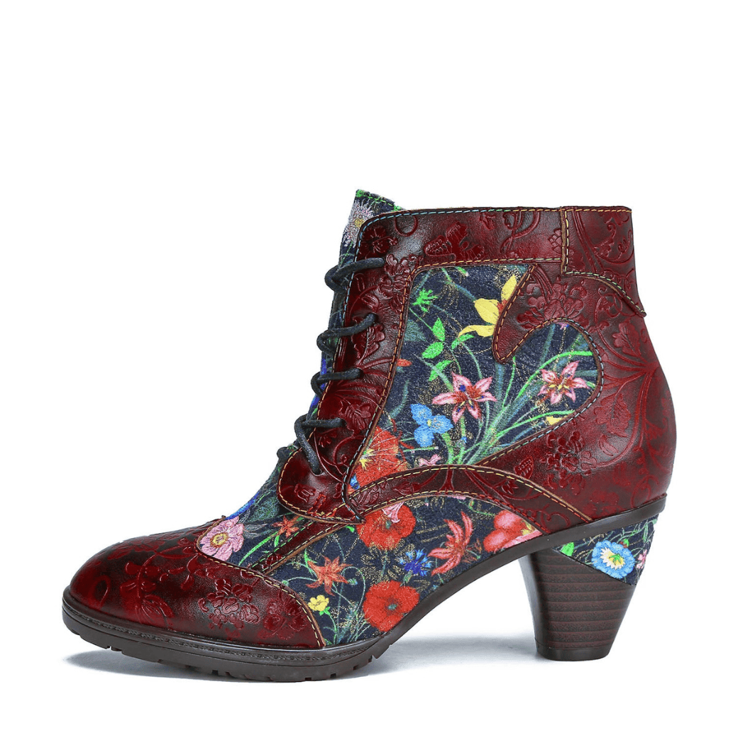 Retro handgemachte Leder Patchwork Stiefeletten