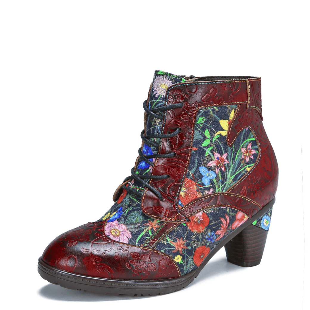 Retro handgemachte Leder Patchwork Stiefeletten