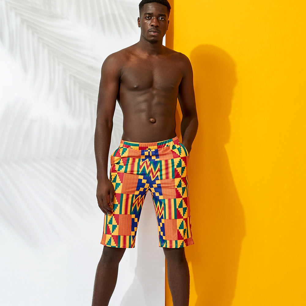 Stuttgart | Relaxed African Batik Bedruckte Badehose Herren