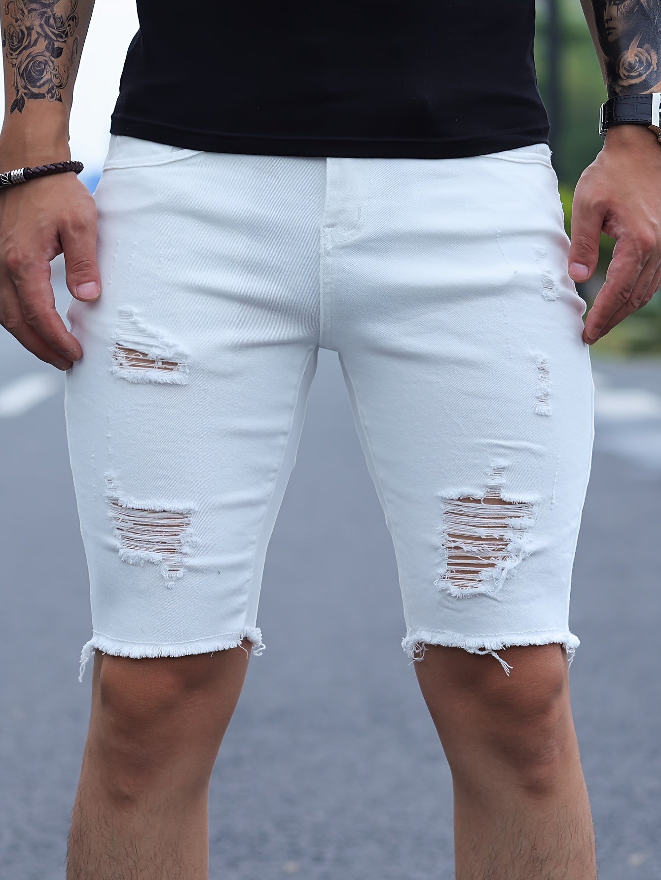 Königsblaue Ripped Shorts - Finn