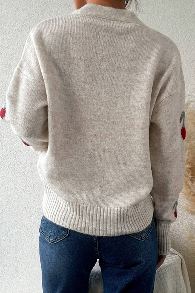 Lässiger V-Ausschnitt-Pullover mit Patchwork Für Frauen