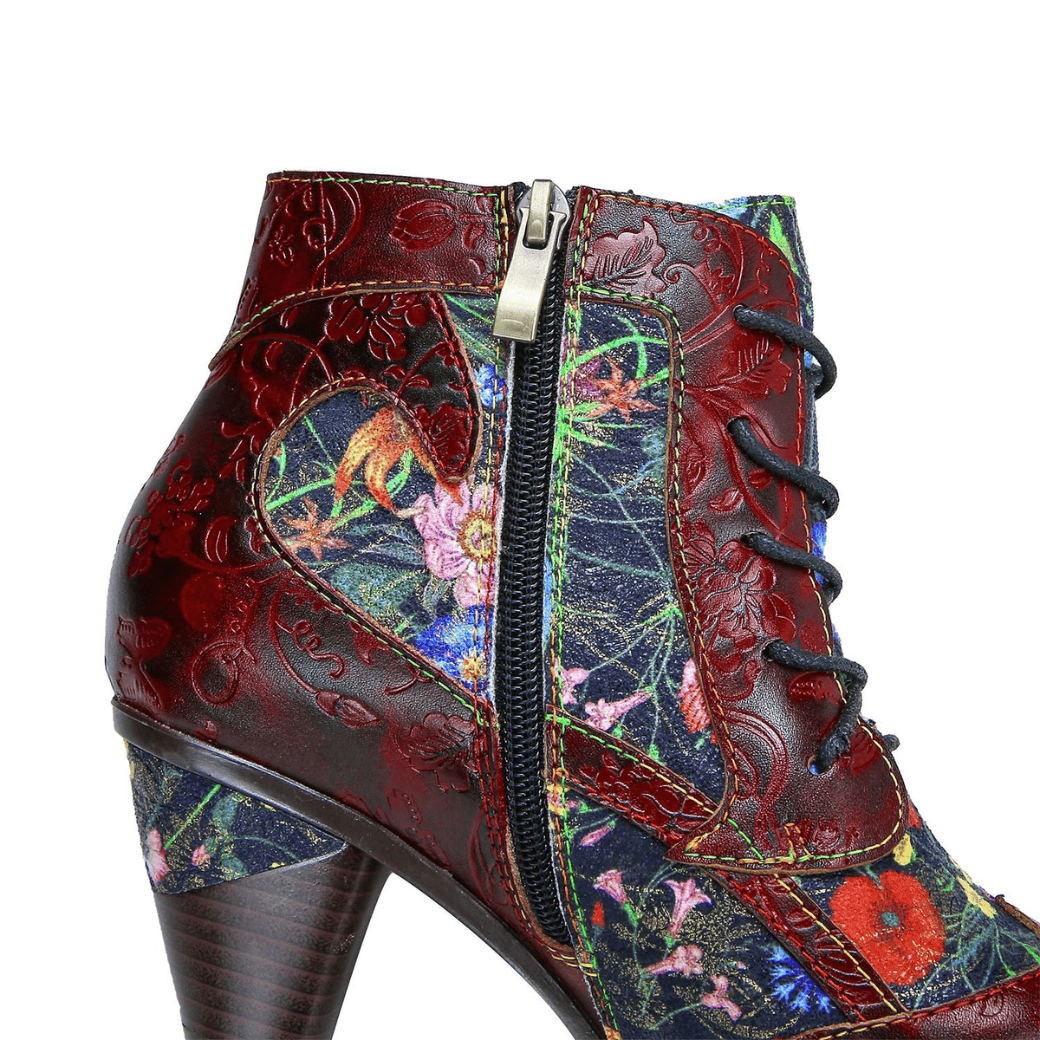 Retro handgemachte Leder Patchwork Stiefeletten