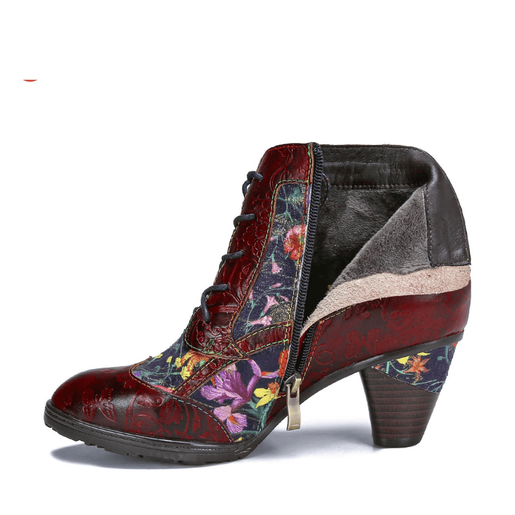 Retro handgemachte Leder Patchwork Stiefeletten