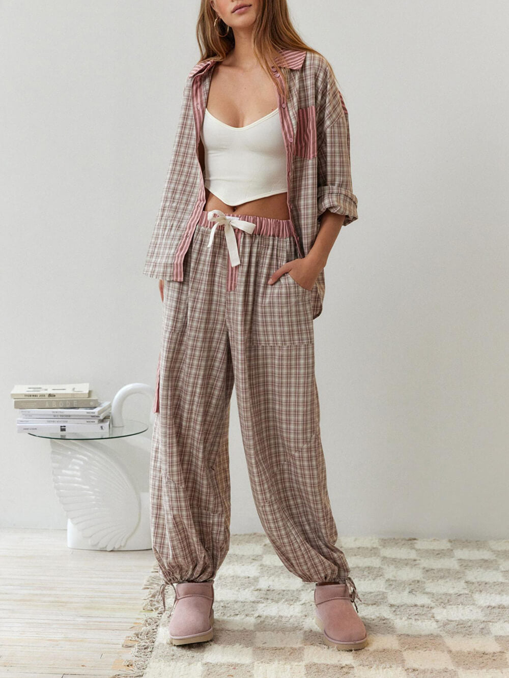 Rosa Lockerer Pyjama Set - Sophie