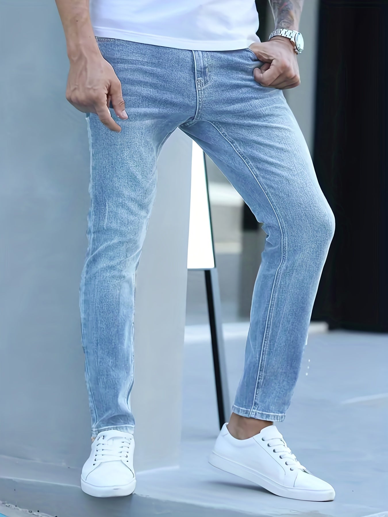 Slim Fit Hohe Stretch Jeans Blau - Lucas