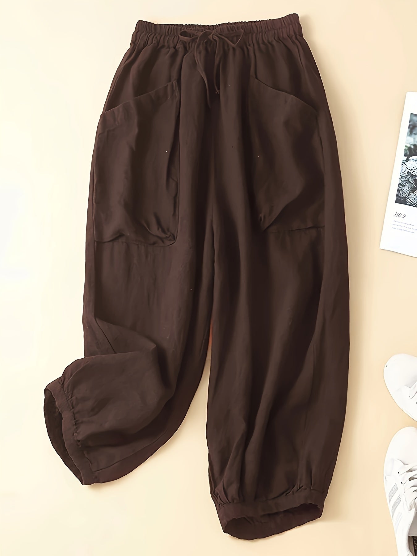 Kaffeefarbene Plus Size Baggy Hose - Lena