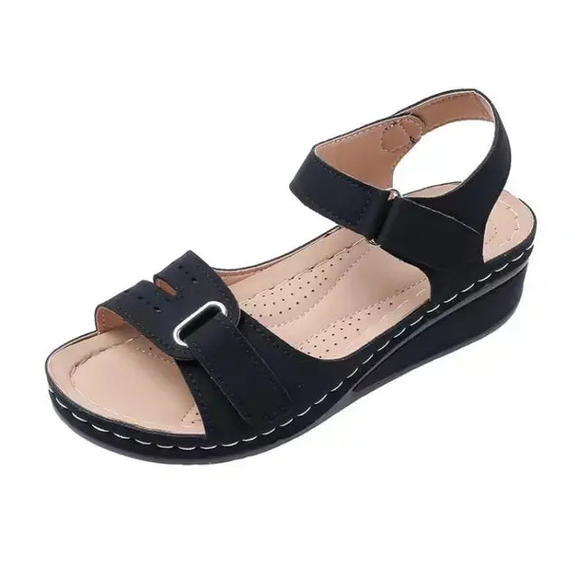 Schwarze Weiche Slip-On Sandalen - Sophia