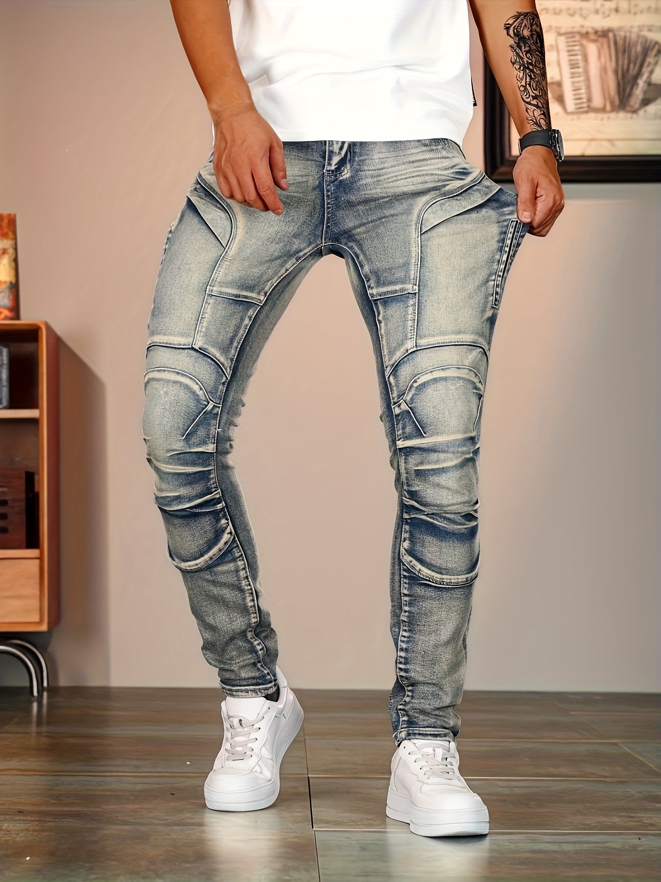 Stahlblaue Skinny Jeans - Max