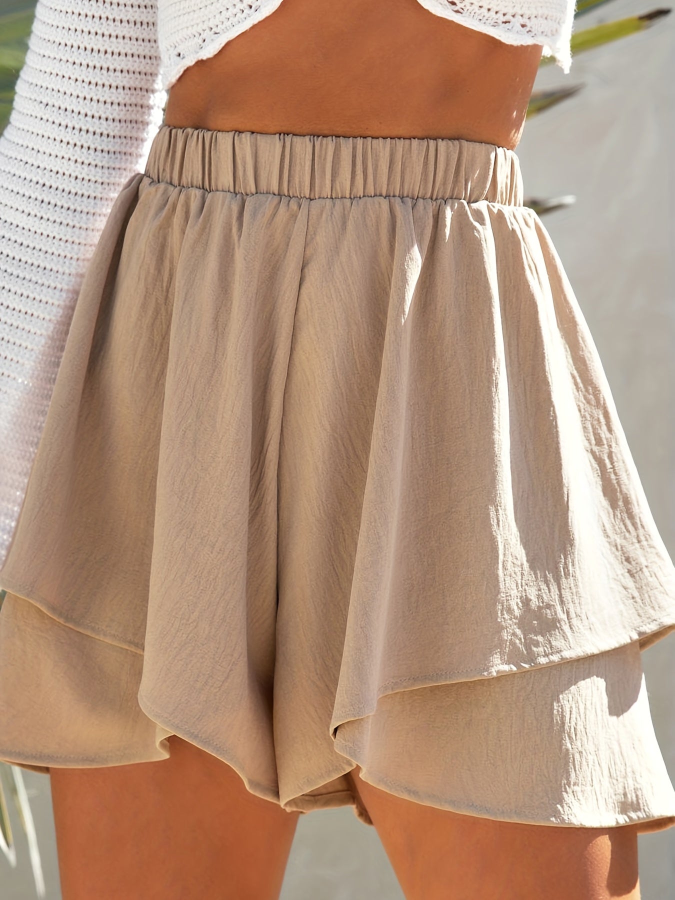 Khaki Ruffle-Shorts - Faye