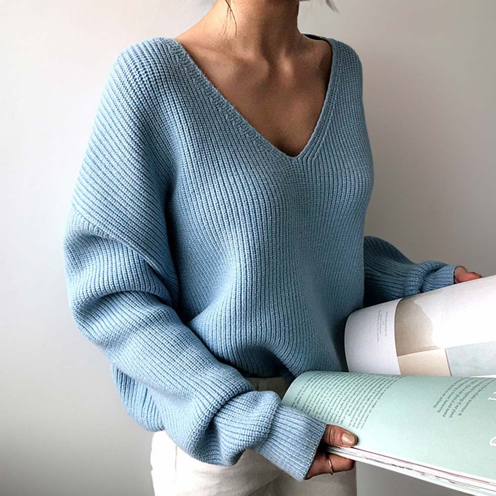 Bequemer V-Ausschnitt-Pullover Für Mühelose Wärme Für Frauen