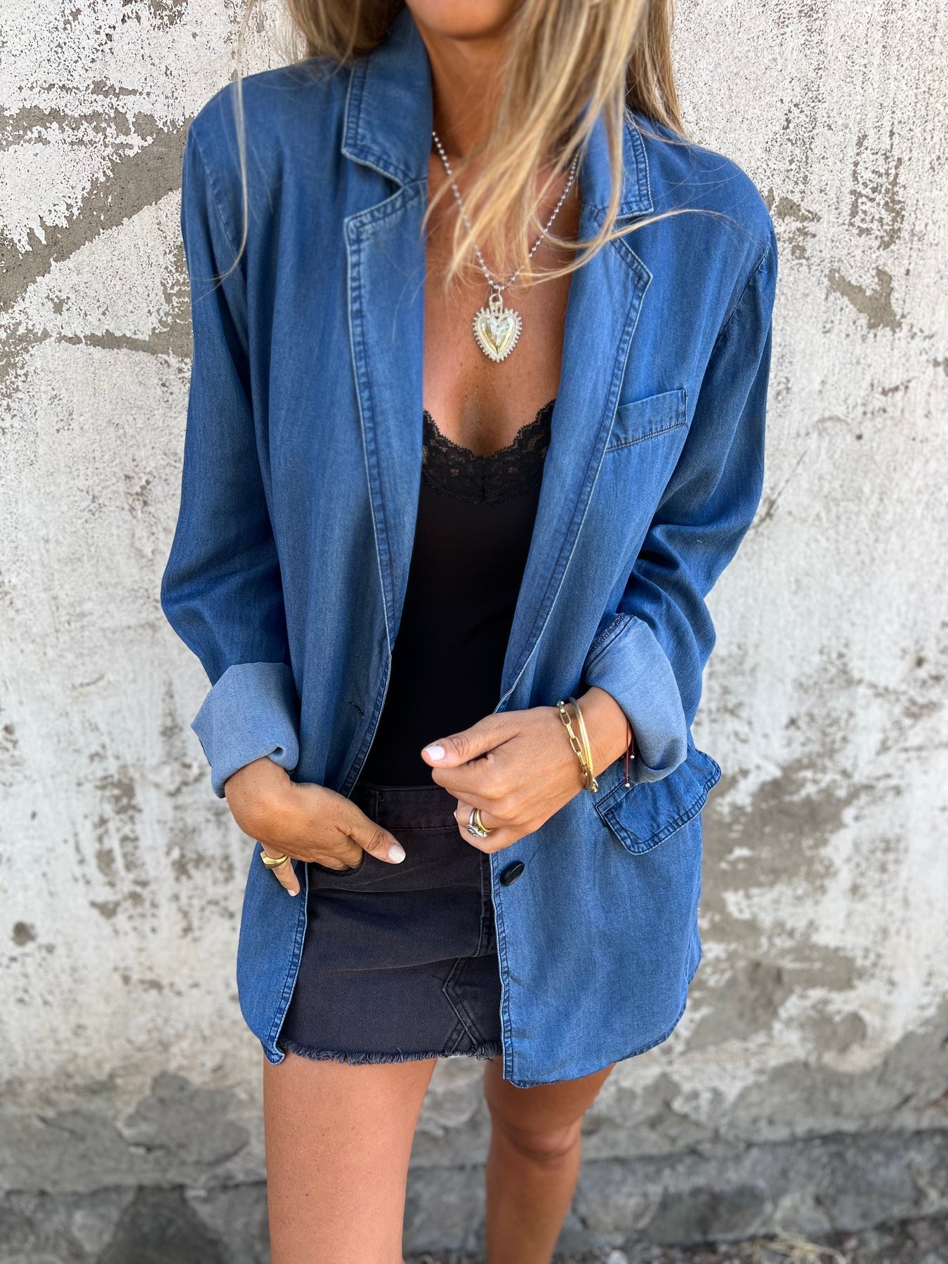 Trendiger Denim-Casual-Anzugjacke