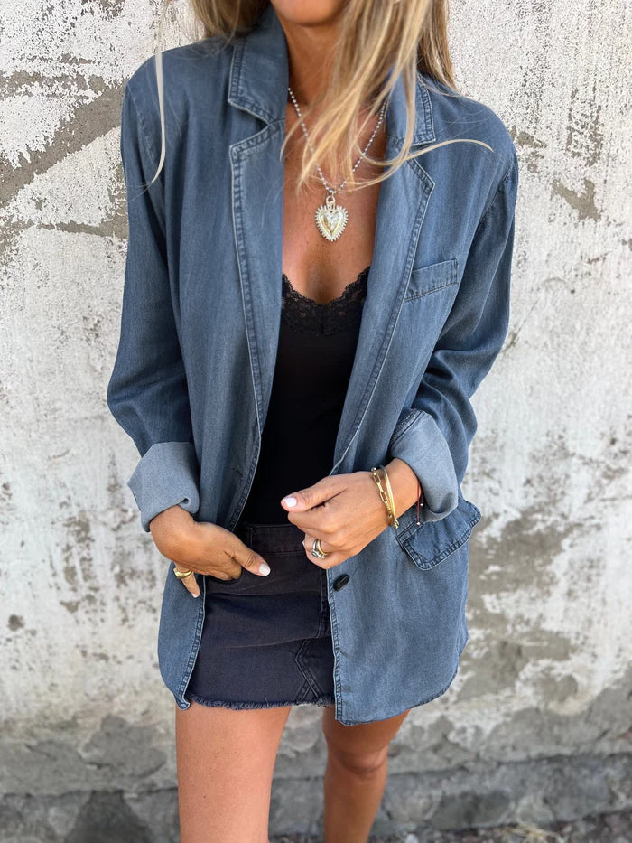 Trendiger Denim-Casual-Anzugjacke