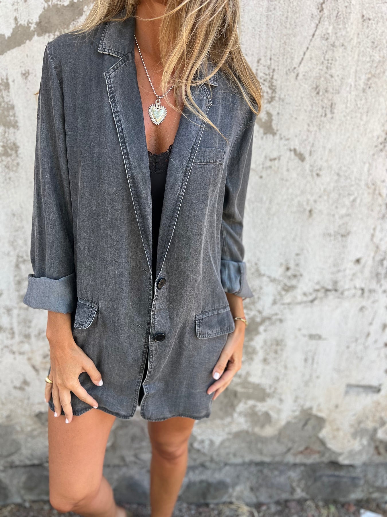 Trendiger Denim-Casual-Anzugjacke