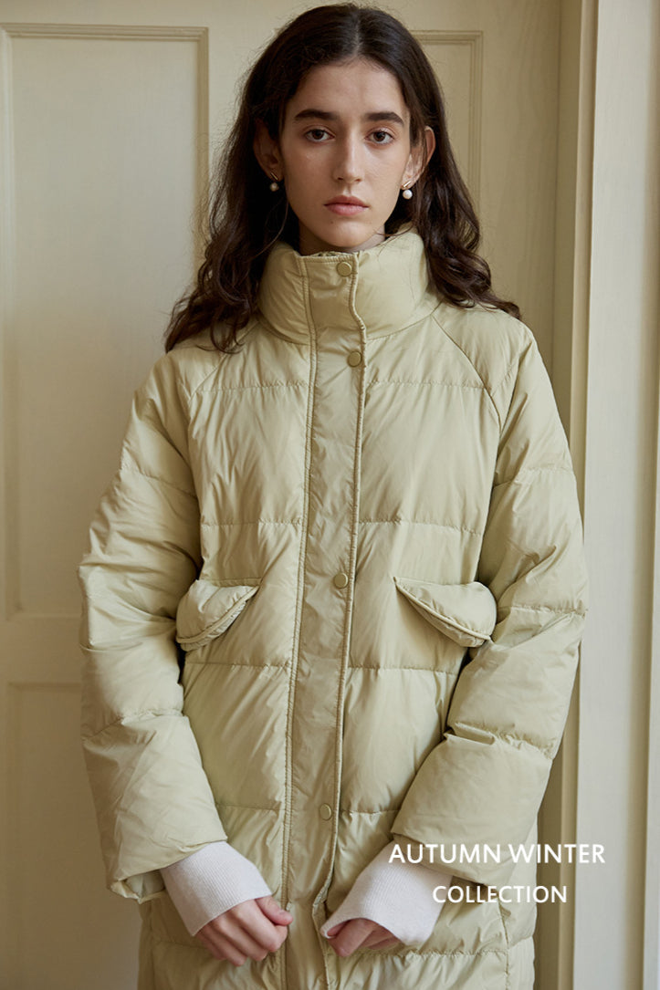 Lange Daunenjacke mit Rollkragen für Damen