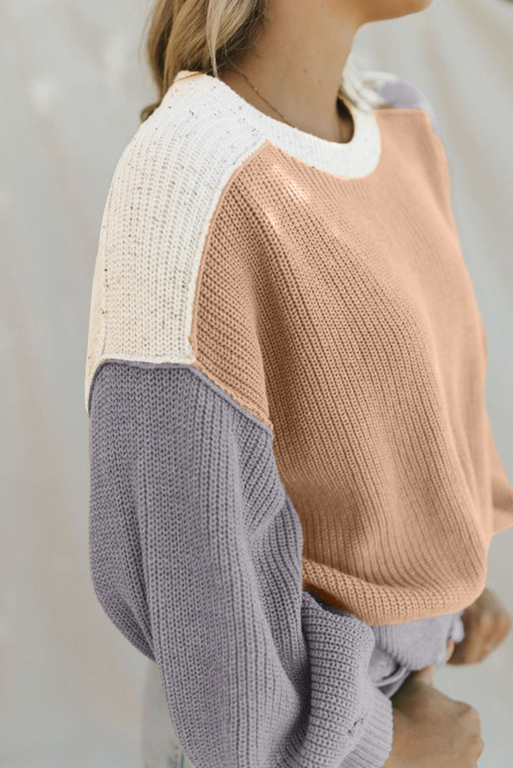 Patchwork Strickpullover Mit Oversize-Passform Für Frauen