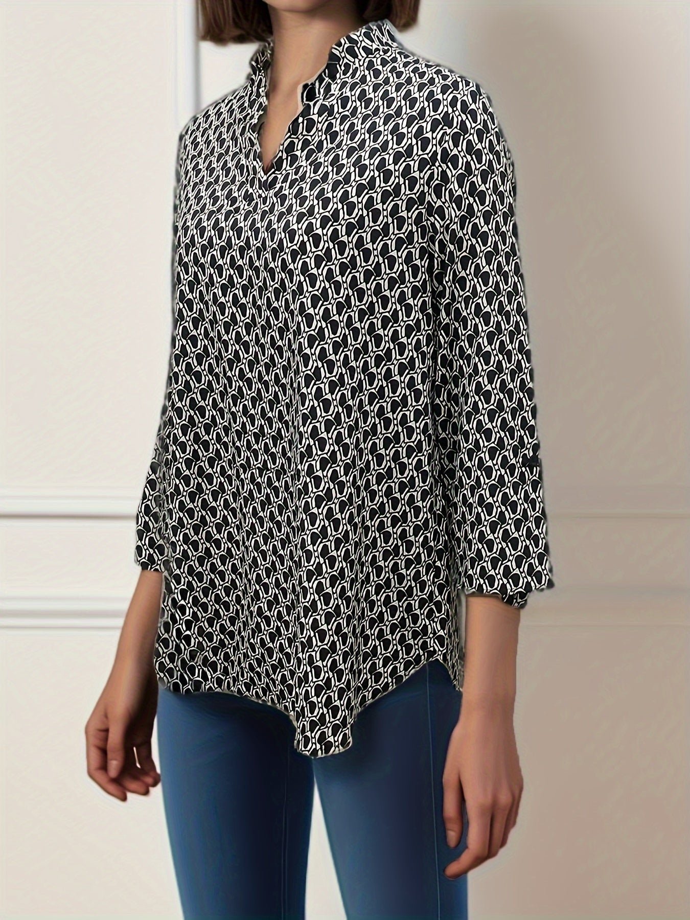 Schwarze Bluse mit Print - Noor