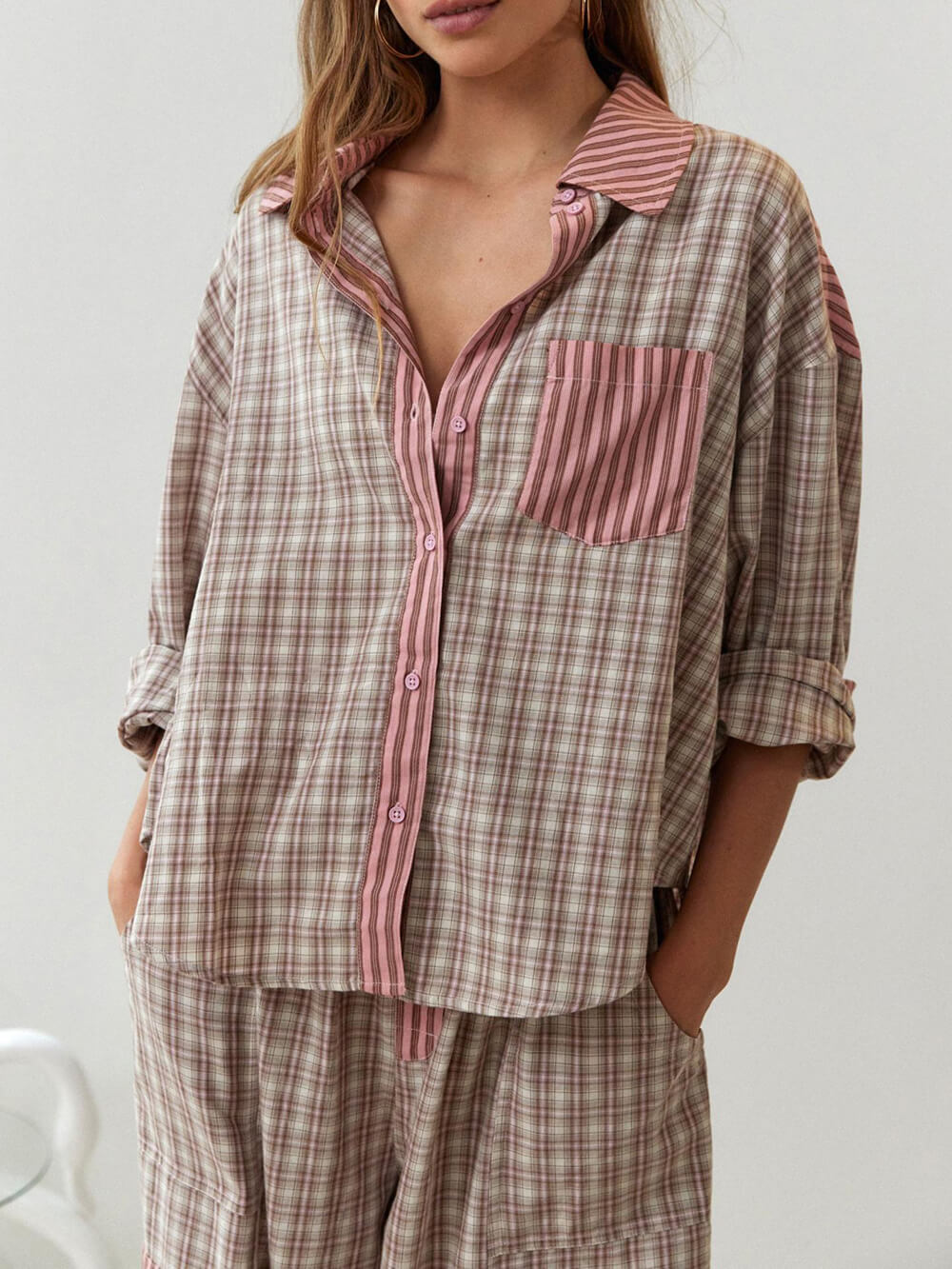 Rosa Lockerer Pyjama Set - Sophie