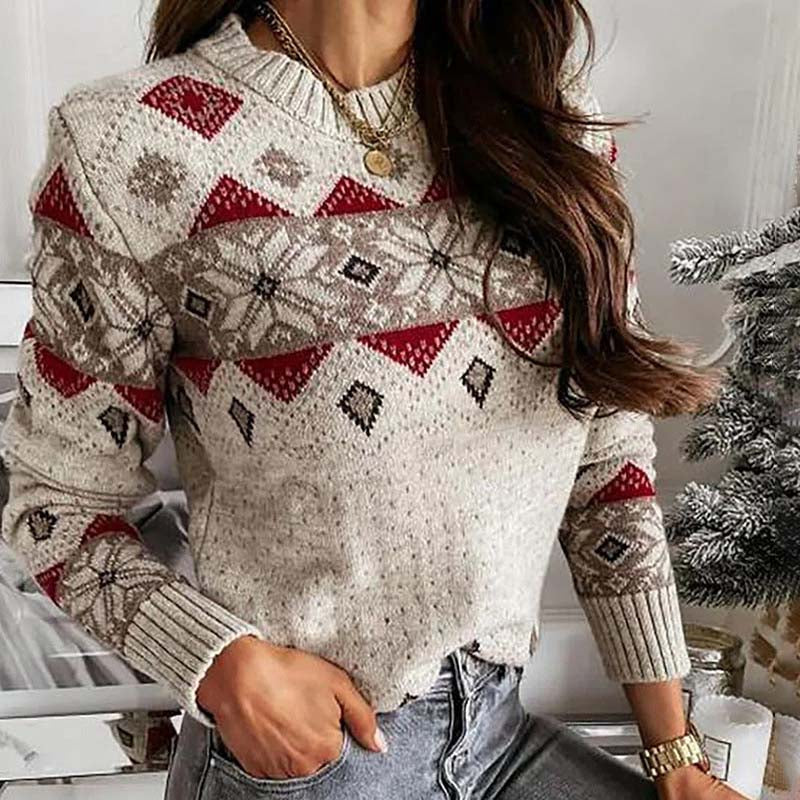 Vintage Geometrischer Strickpullover