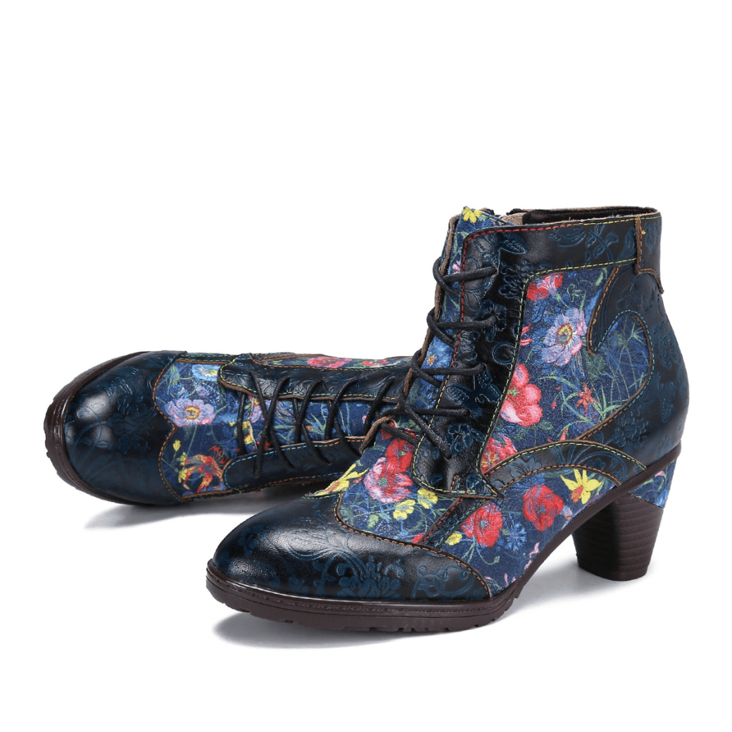 Retro handgemachte Leder Patchwork Stiefeletten