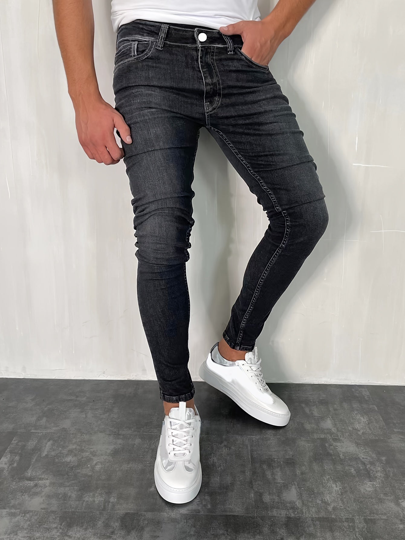 Slim Fit Baumwolljeans Schwarz - Noah