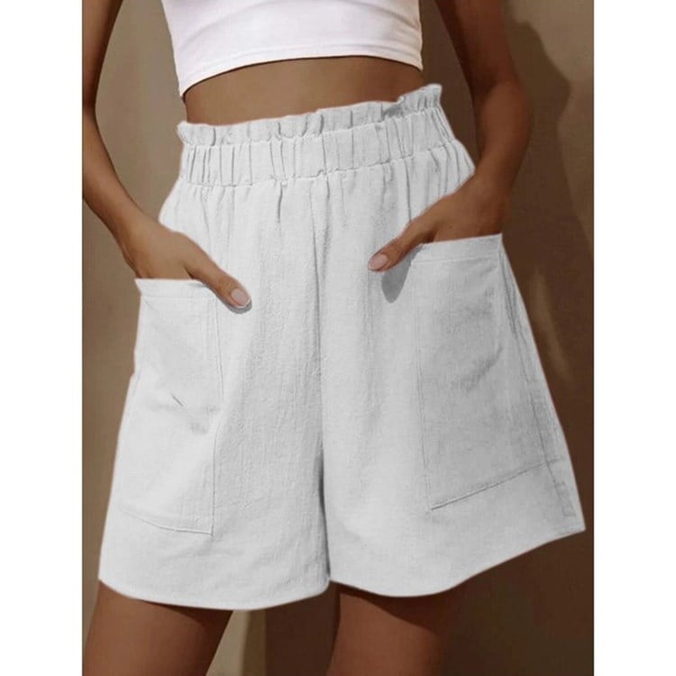 Weiße High-Waist Shorts - Fleur