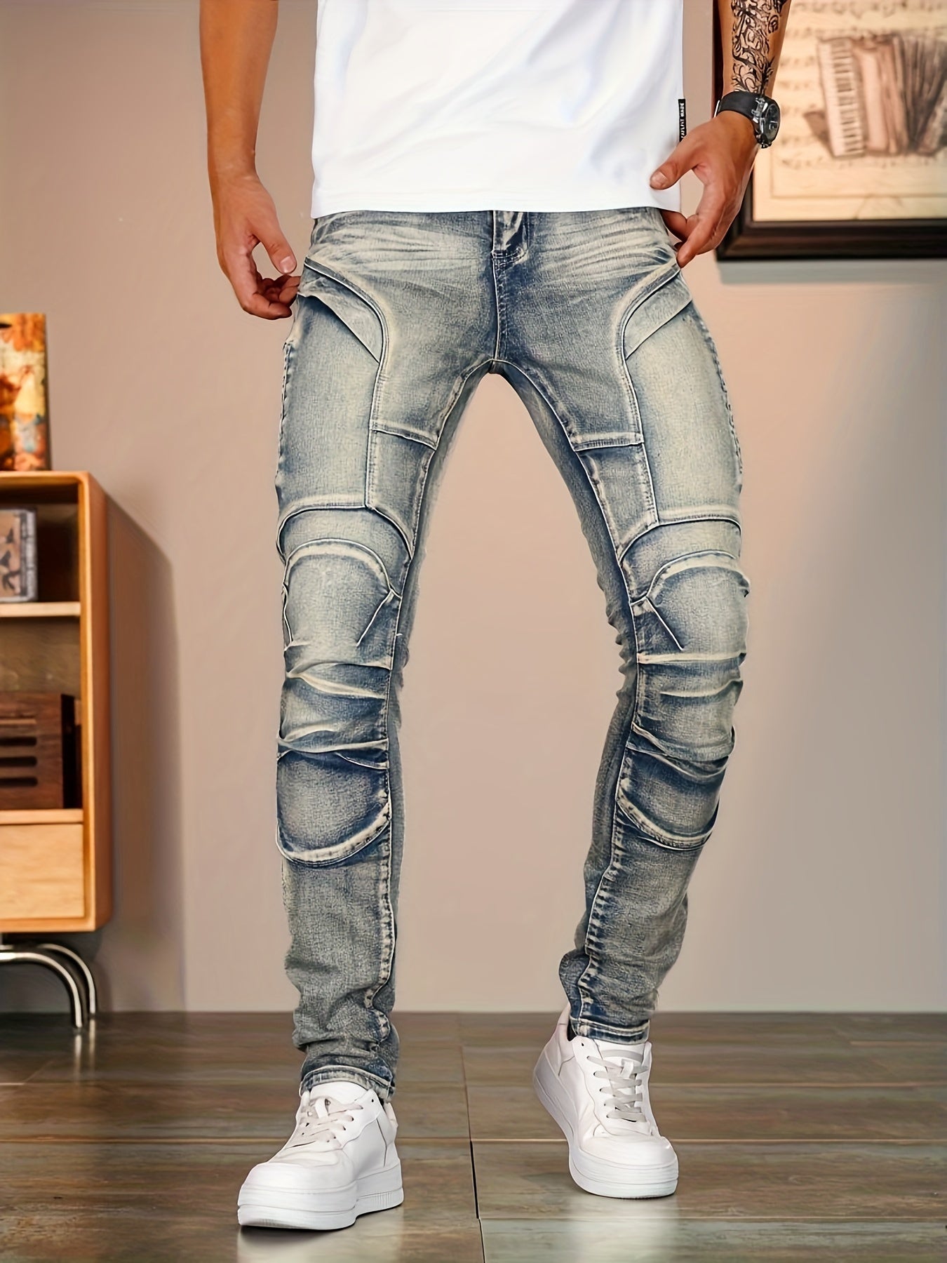 Stahlblaue Skinny Jeans - Max