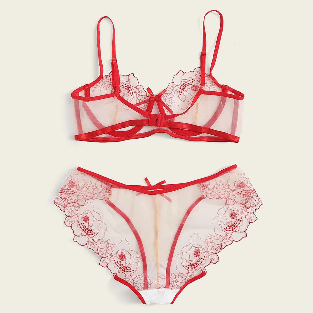 Stuttgart | Women's Mesh Stickerei Sheer Dessous Set