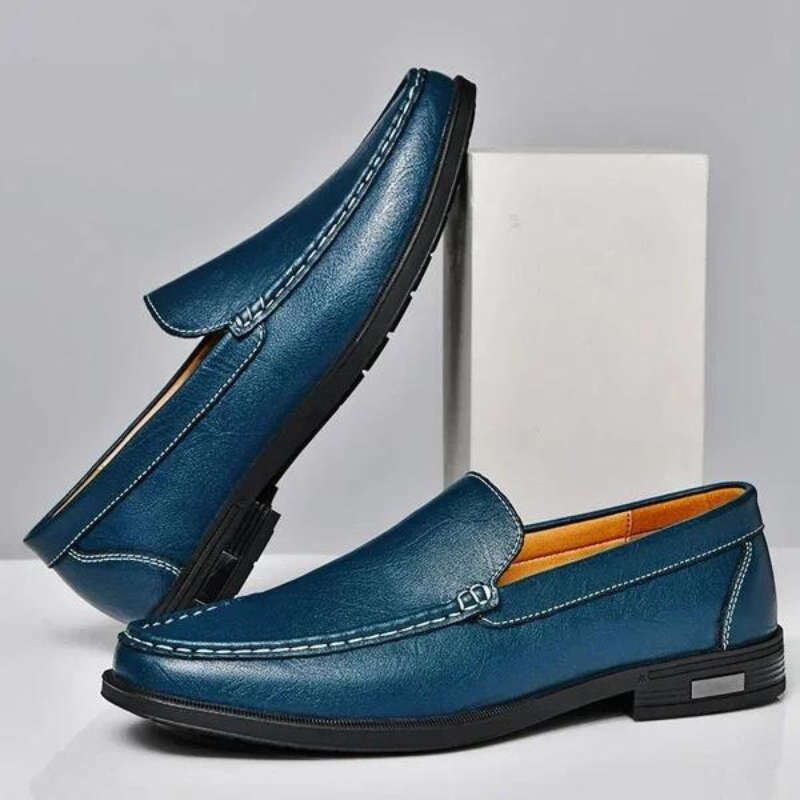 Blaue Orthopädische Lederloafer - Felix