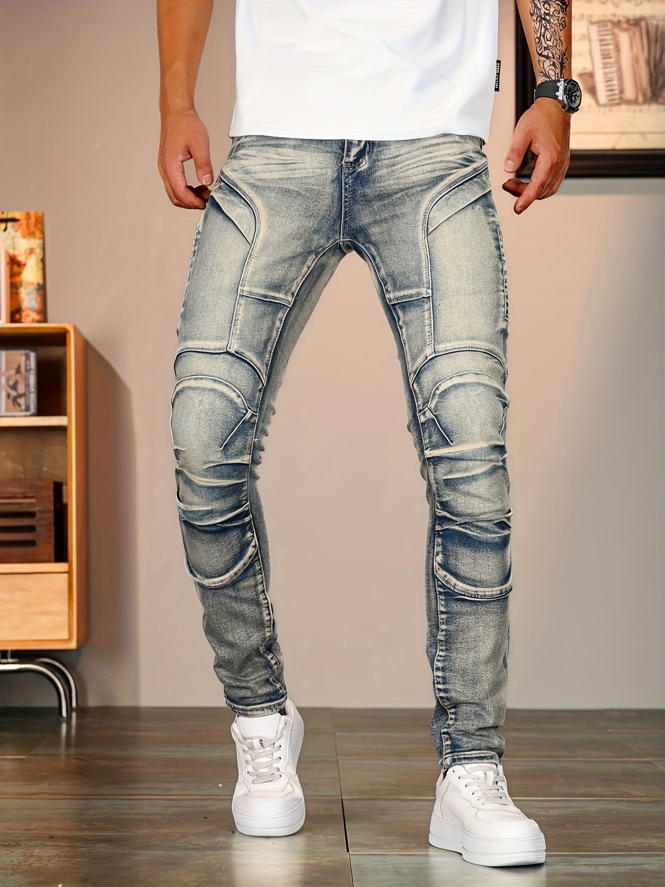 Stahlblaue Skinny Jeans - Max