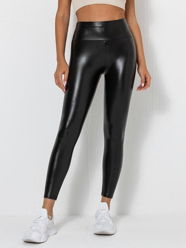 Stuttgart | Soft Damen Scrunch Bum PU hoch taillierte Leggings