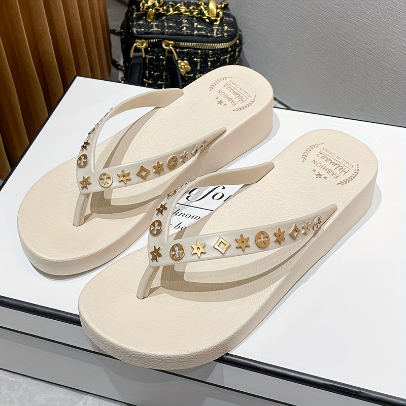 Beige Star Flip Flops - Isla