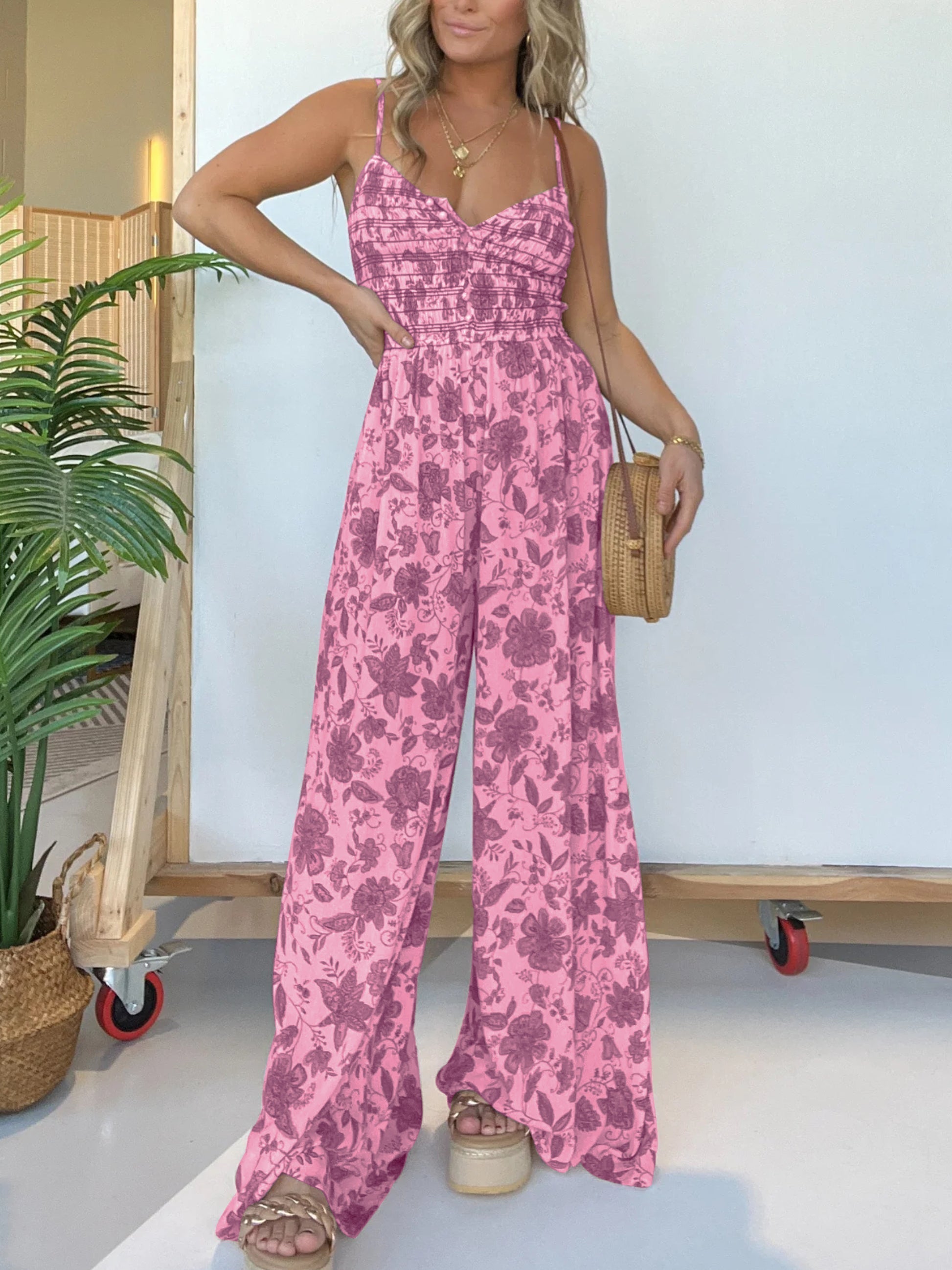 Weiße Blumen Jumpsuit - Mila