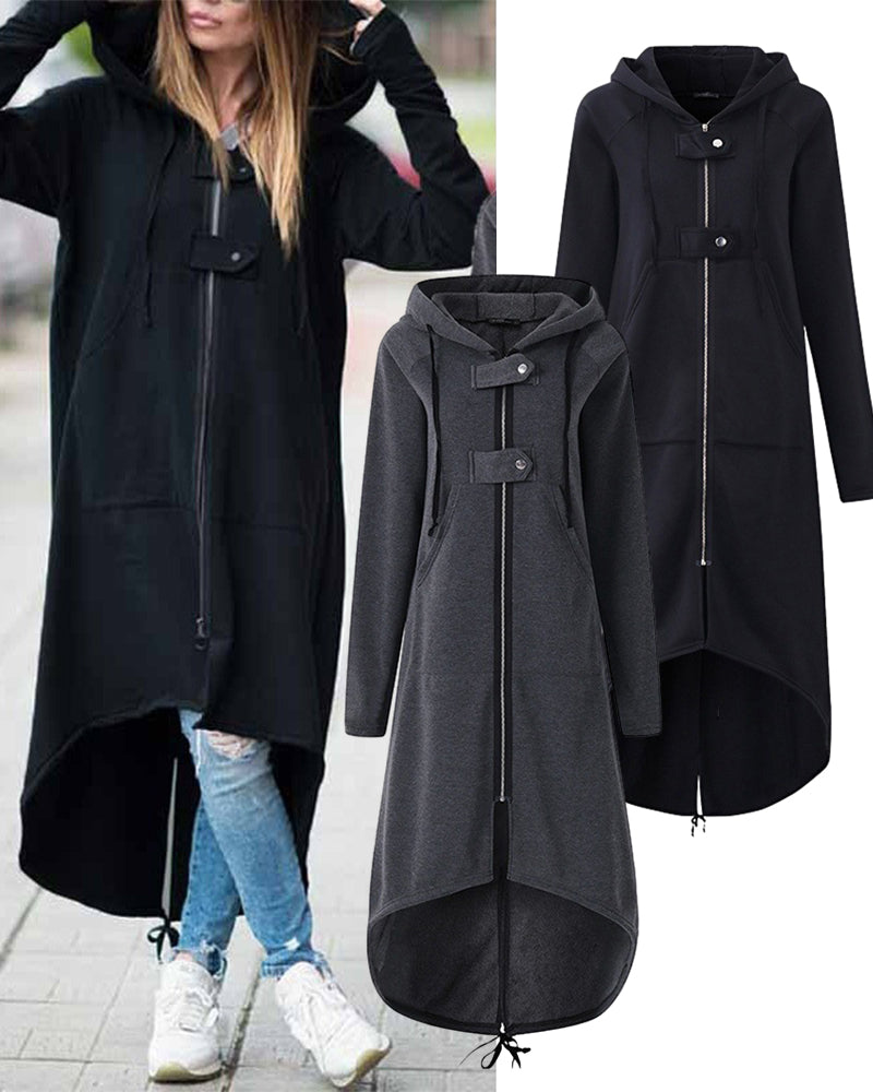 Lange Winterjacke mit Reißverschluss für Damen