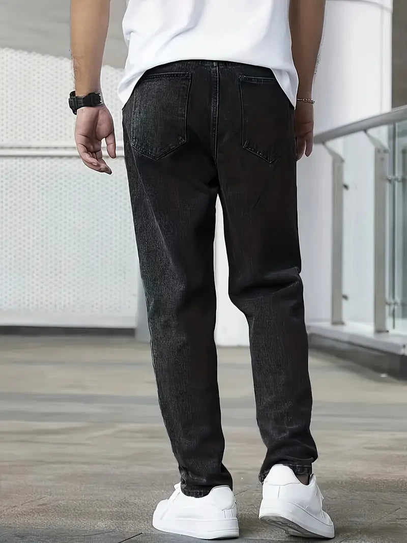 Lässige Jeans mit geradem Bein und heller Waschung für Männer