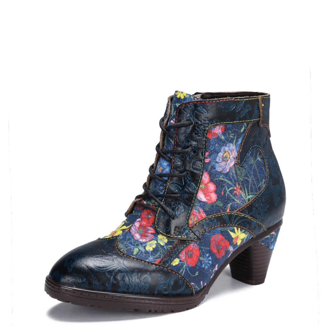 Retro handgemachte Leder Patchwork Stiefeletten