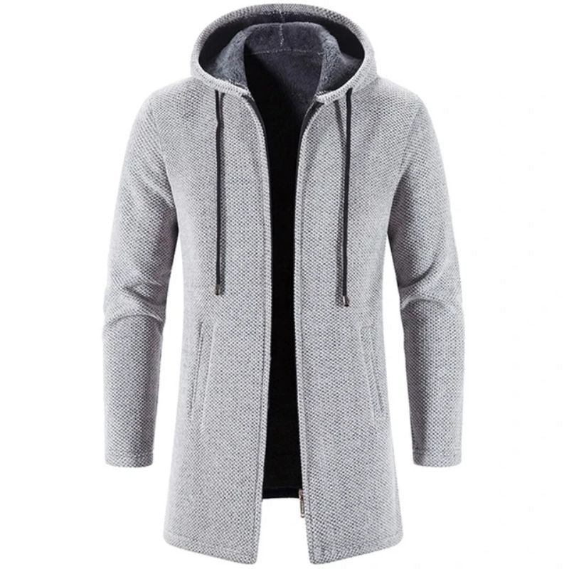 Warme Wolljacke mit Kapuze für Herren