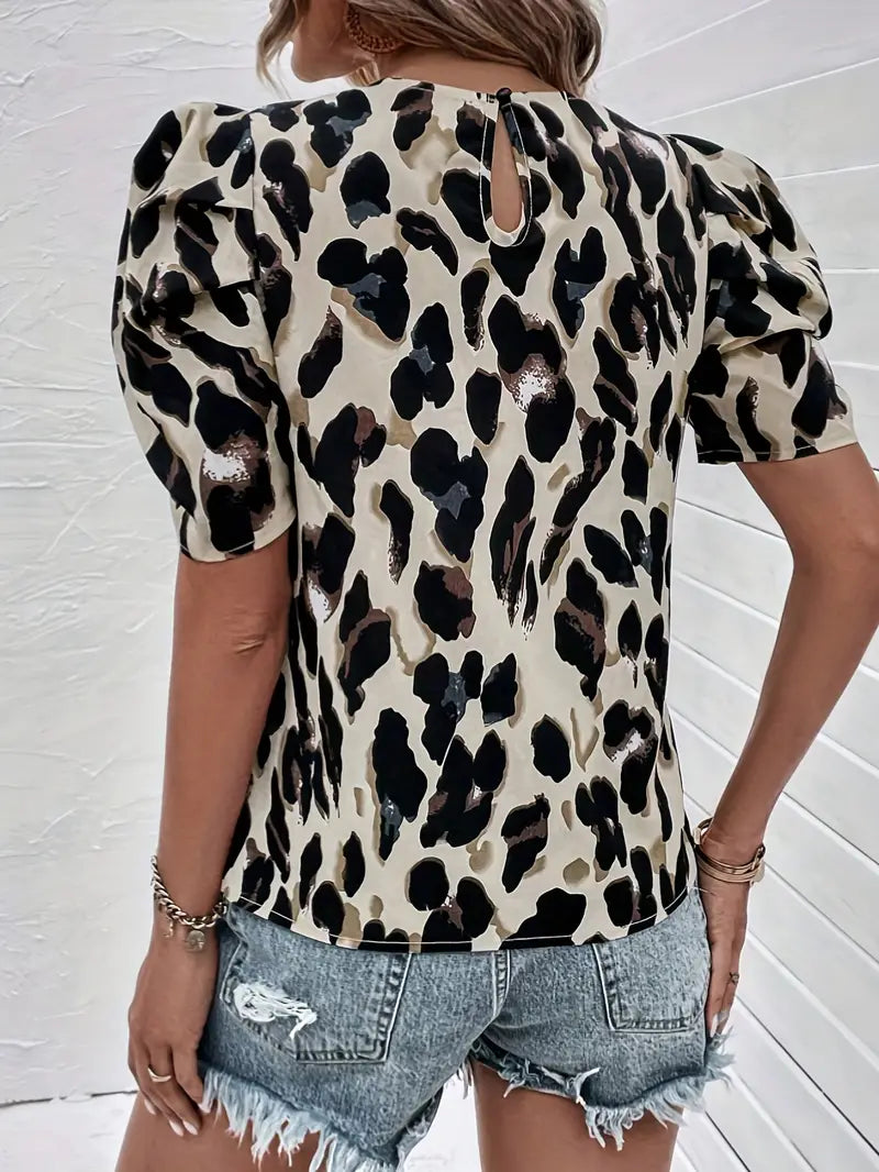 Stylische Bluse mit Rundhalsausschnitt und Allover-Print Für Frauen