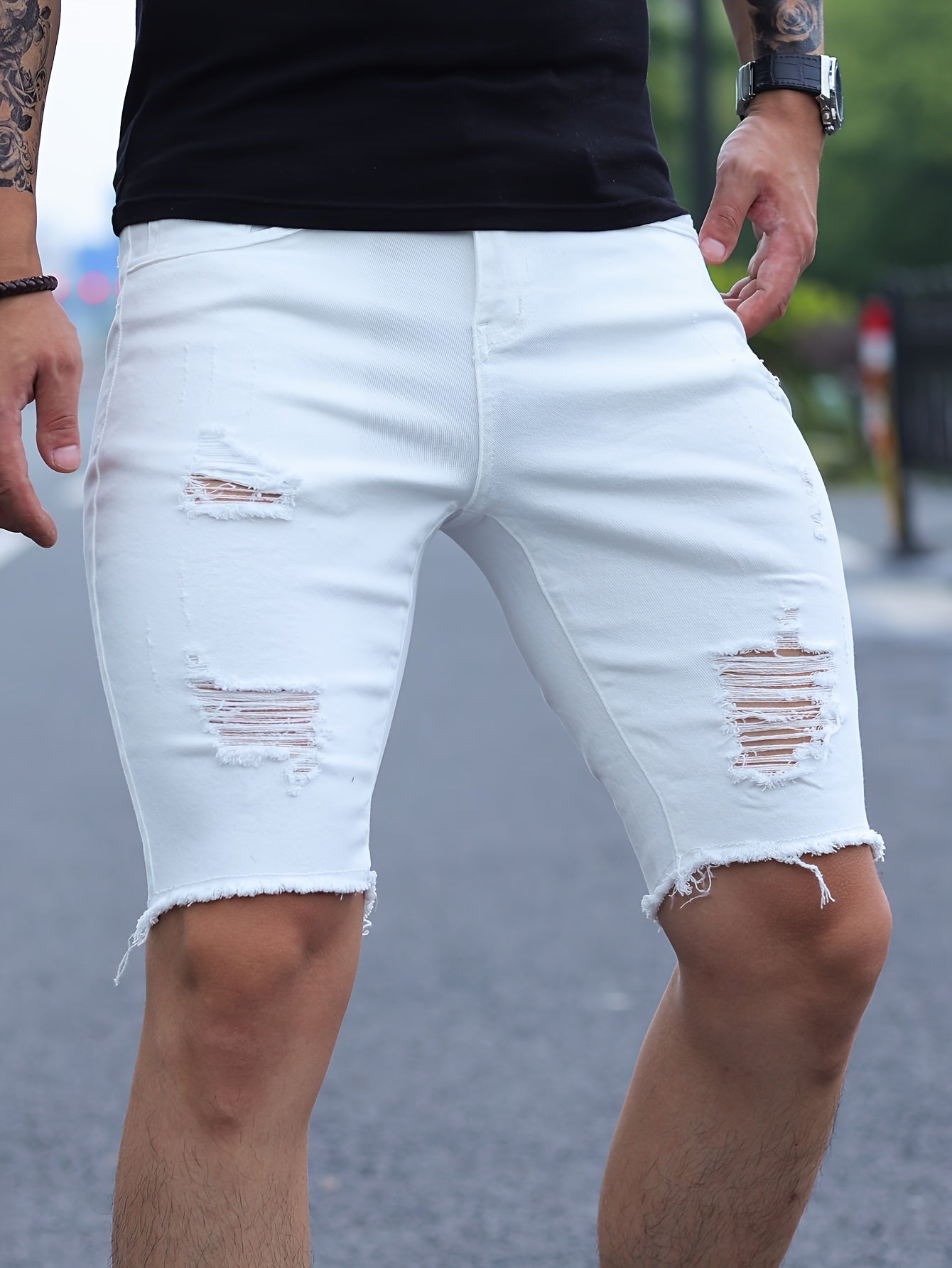 Königsblaue Ripped Shorts - Finn