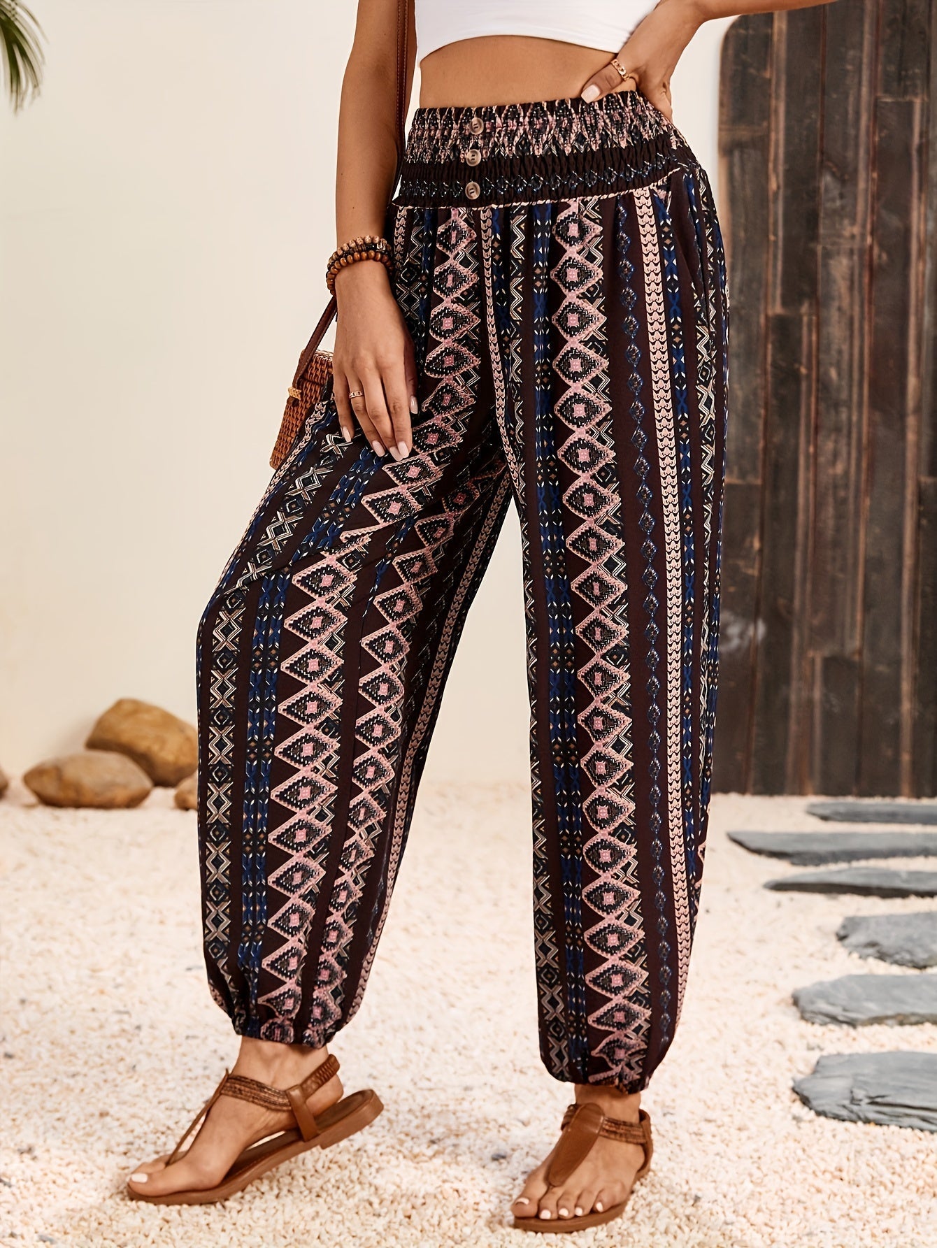 Weiße Boho Plus Size Hose - Ella