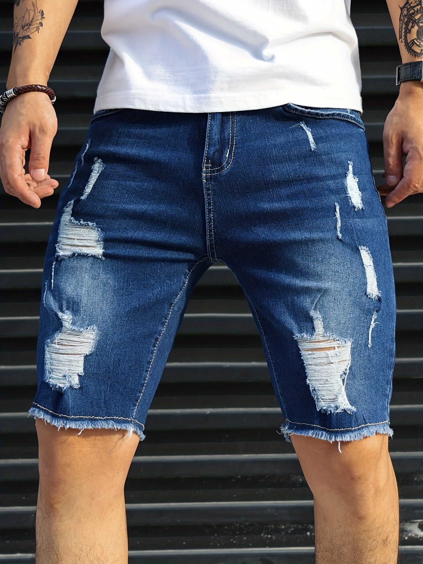 Königsblaue Ripped Shorts - Finn