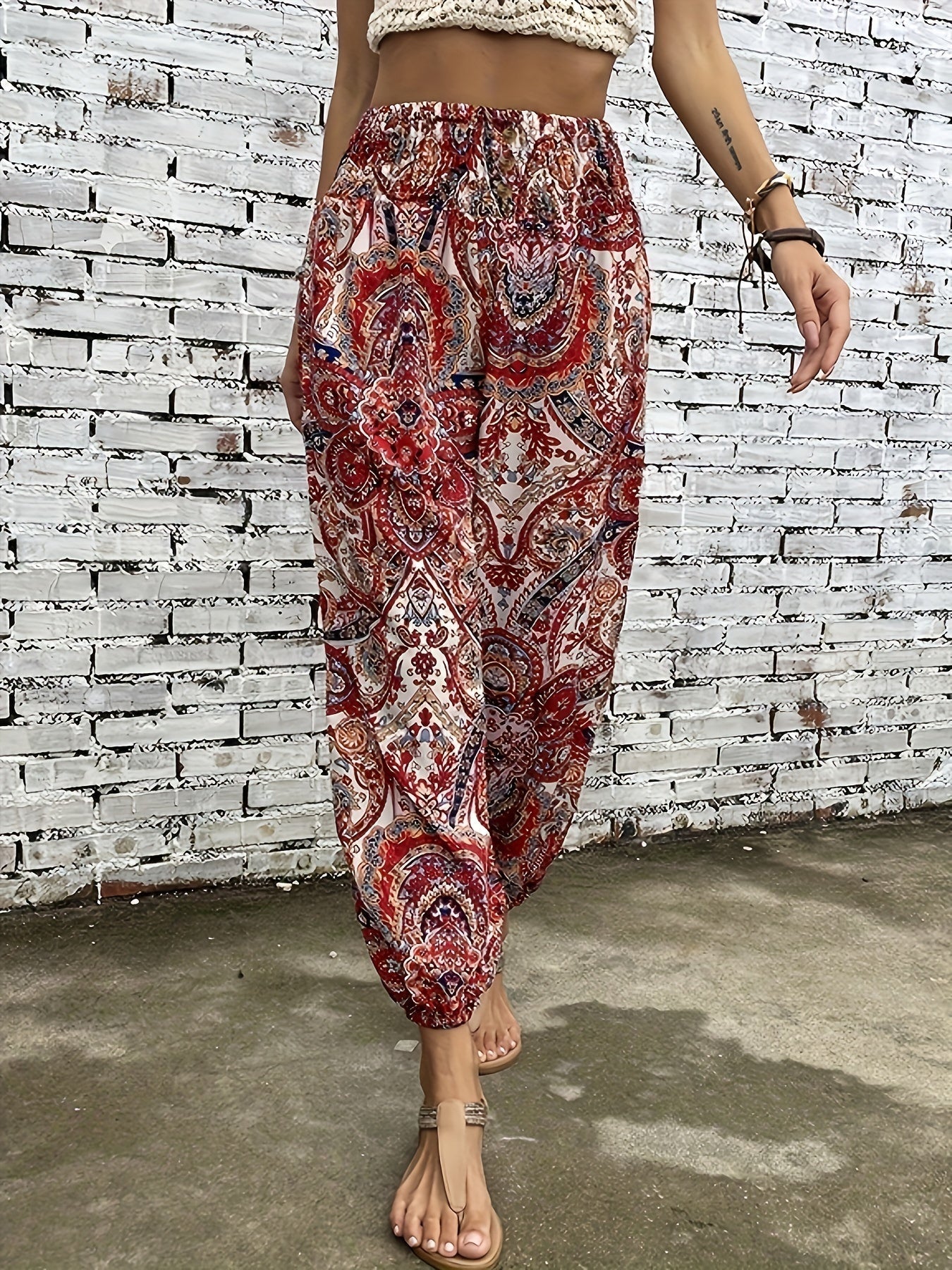 Weiße Boho Plus Size Hose - Ella