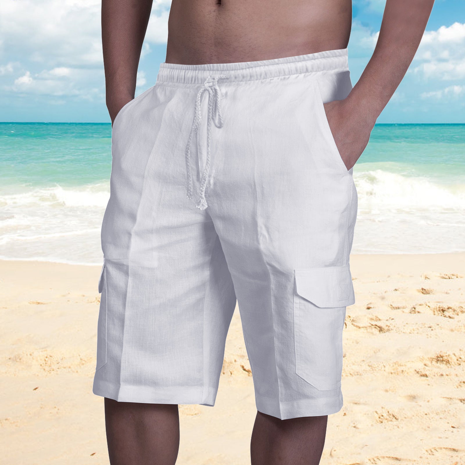 Stuttgart | Multi Pocket Krawatte Herren Strand Cargo-Hose