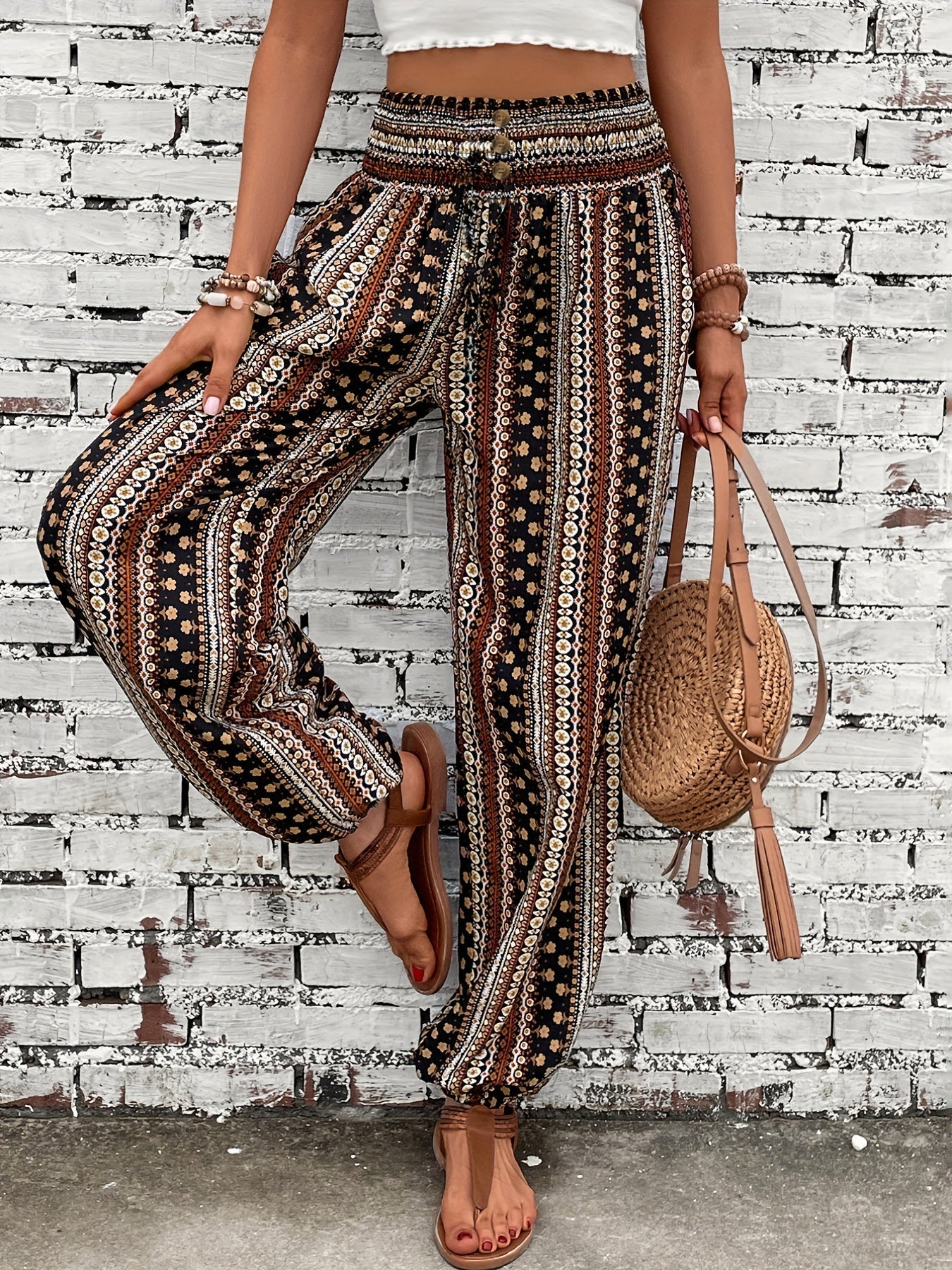 Weiße Boho Plus Size Hose - Ella