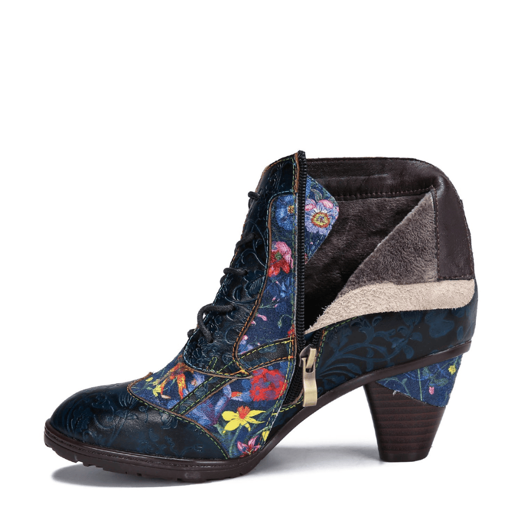 Retro handgemachte Leder Patchwork Stiefeletten