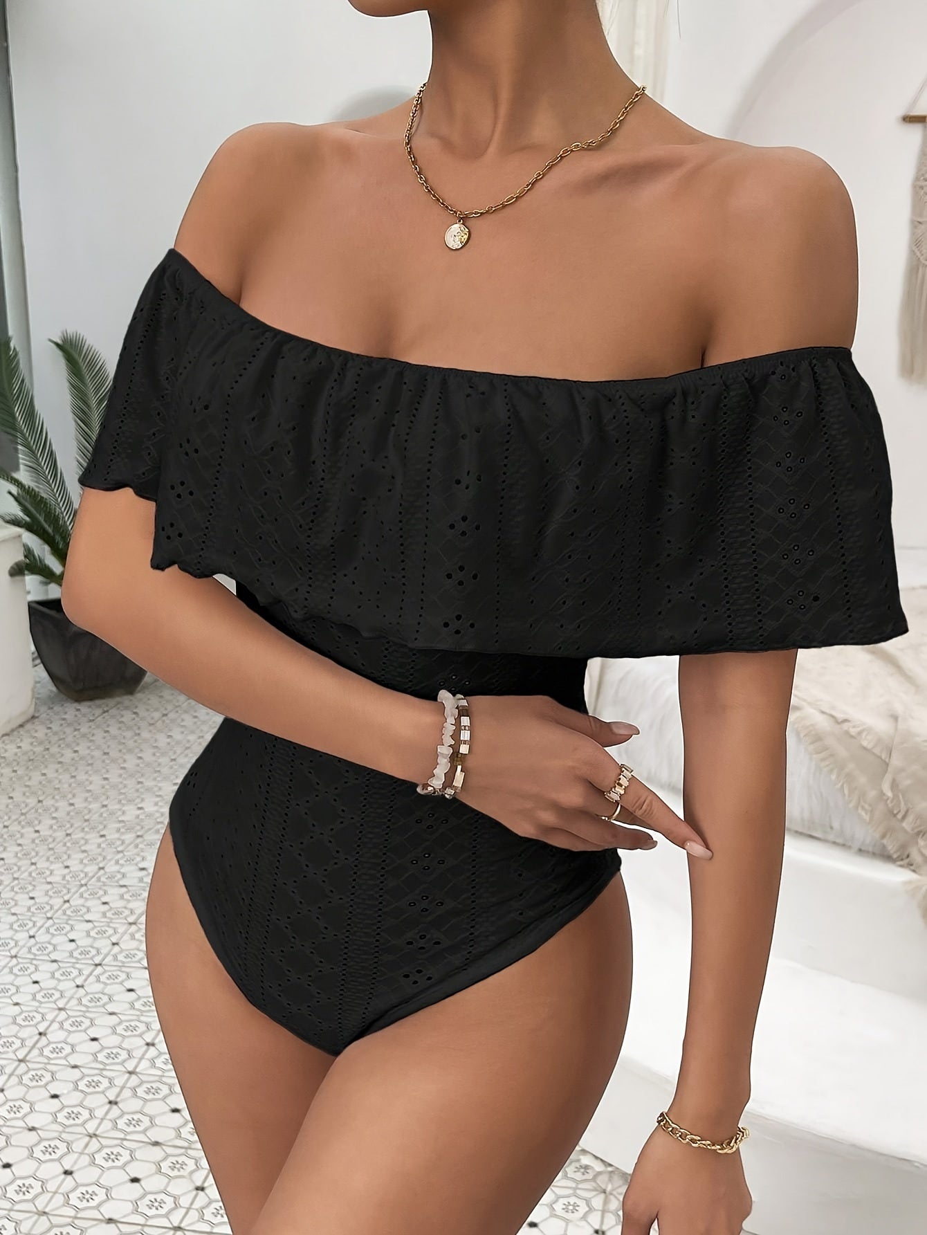 Weiße Off-Shoulder Bodysuit - Isla