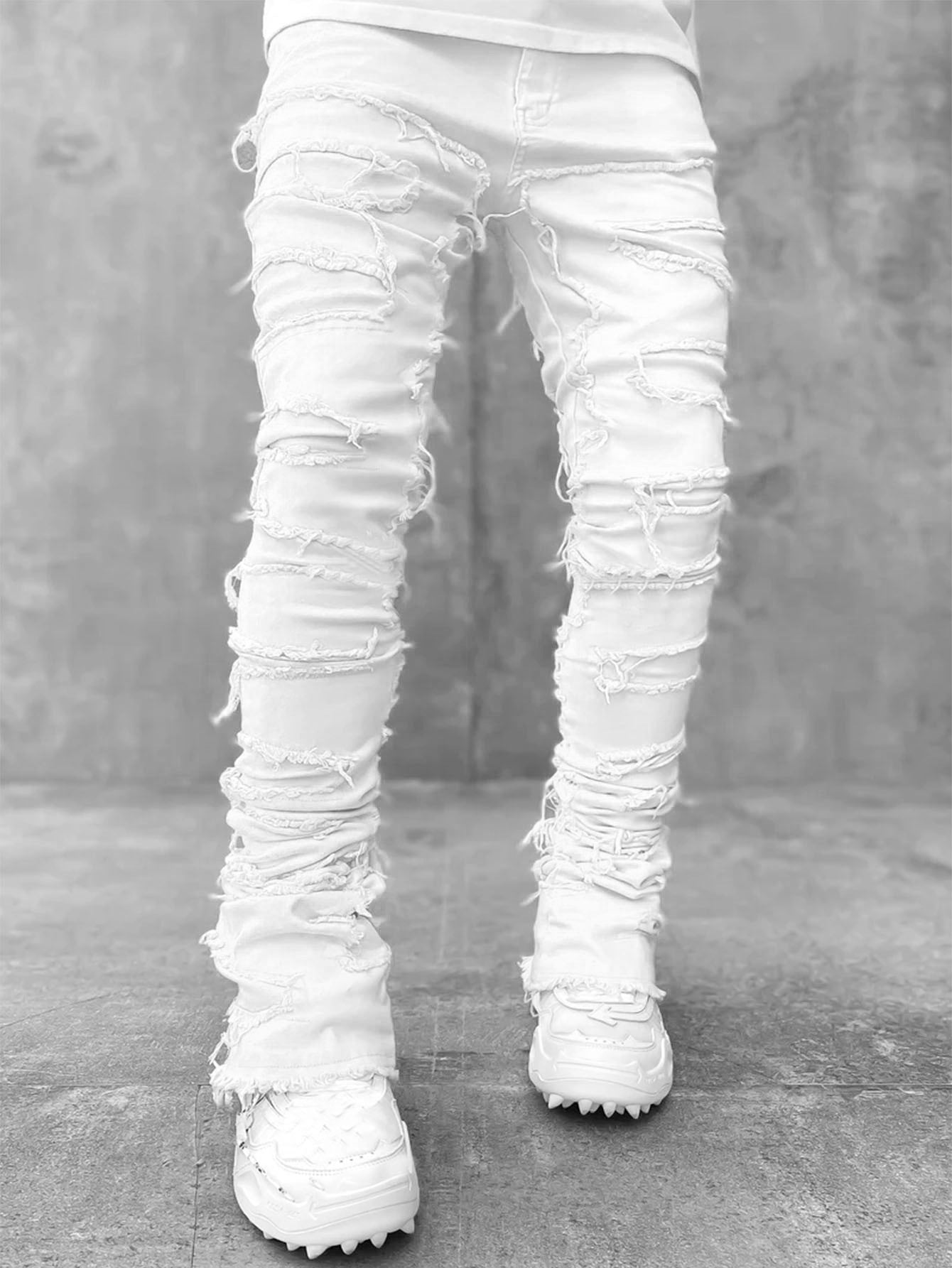 Stuttgart | Fashion Stretch Patch Denim Hose mit geradem Bein